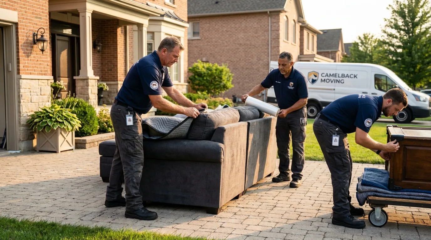 Large estate moving crew wrapping furniture in Anahola, HI