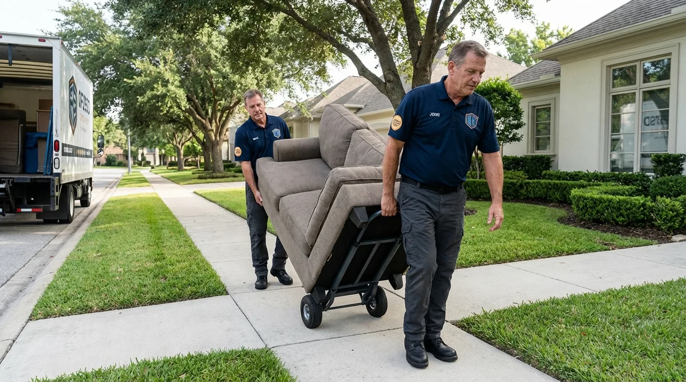 Local residential moving crew loading furniture in Anahola, HI